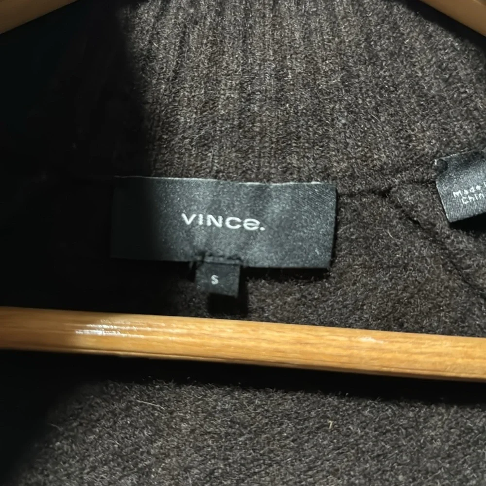 Vince brown yak & merino wool quarter zip sweater size small - Picture 2 of 5